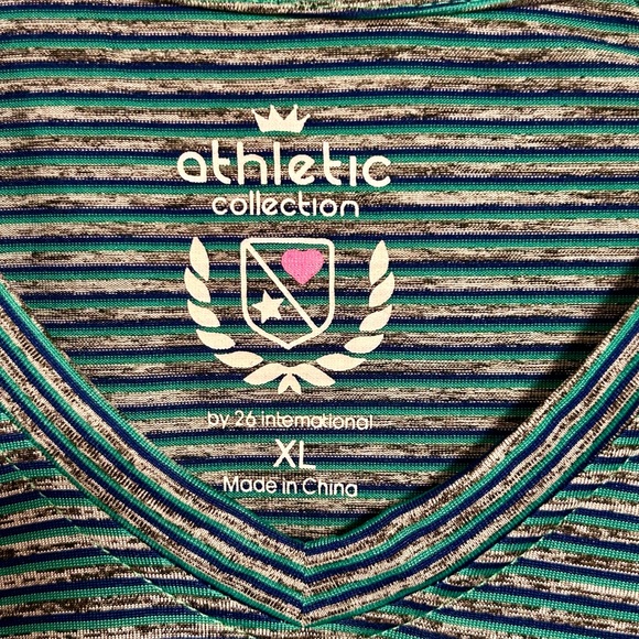 Athletic Collection Workout T Shirt Green Blue Teal Womens XL - Picture 2 of 5